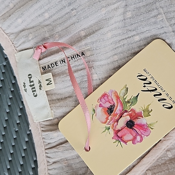 Entro Swiss Dot V-Neck Puff Sleeve Ruffle Tiered Mini Dress Size M NEW - Picture 5 of 9